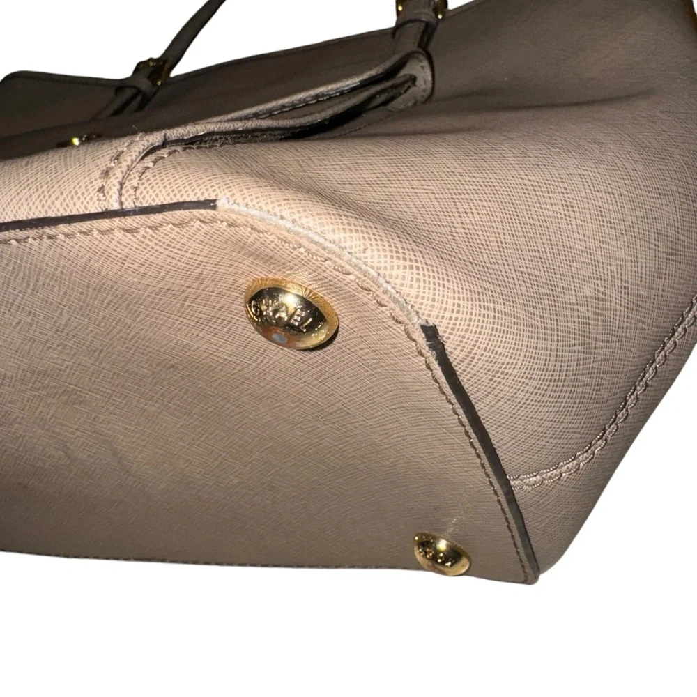 MICHAEL KORS Grey Saffiano Leather Large Jet Set Pocket Tote Shoulder Bag